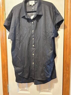 Umgee Black Short Sleeve Button Front Romper